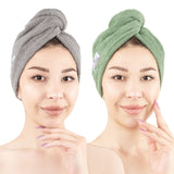 American Soft Linen 100% Cotton Hair Drying Towels for Women, 2 Pack Head Towel Cap