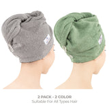 American Soft Linen 100% Cotton Hair Drying Towels for Women, 2 Pack Head Towel Cap