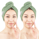American Soft Linen 100% Cotton Hair Drying Towels for Women, 2 Pack Head Towel Cap