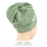 American Soft Linen 100% Cotton Hair Drying Towels for Women, 2 Pack Head Towel Cap