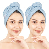 American Soft Linen 100% Cotton Hair Drying Towels for Women, 2 Pack Head Towel Cap