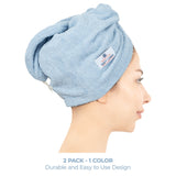 American Soft Linen 100% Cotton Hair Drying Towels for Women, 2 Pack Head Towel Cap