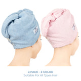 American Soft Linen 100% Cotton Hair Drying Towels for Women, 2 Pack Head Towel Cap