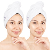 American Soft Linen 100% Cotton Hair Drying Towels for Women, 2 Pack Head Towel Cap