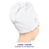 American Soft Linen 100% Cotton Hair Drying Towels for Women, 2 Pack Head Towel Cap