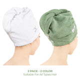 American Soft Linen 100% Cotton Hair Drying Towels for Women, 2 Pack Head Towel Cap