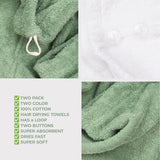American Soft Linen 100% Cotton Hair Drying Towels for Women, 2 Pack Head Towel Cap