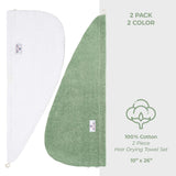 American Soft Linen 100% Cotton Hair Drying Towels for Women, 2 Pack Head Towel Cap