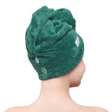 American Soft Linen Extremely Soft, Super Absorbent and Fast Drying Hair Towel with 2 buttons