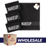 American Soft Linen, Makeup Remover Face Cloth, 100% Cotton Makeup Towels, 4 Packed Face Towels, 12x12 inches, Black - 100 Set Case Pack