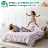 American Soft Linen 100% Washed Cotton Percale Duvet Cover Set – 200TC Yarn-Dyed Striped Bedding with 2 Pillow Shams