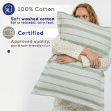 American Soft Linen 100% Washed Cotton Percale Duvet Cover Set – 200TC Yarn-Dyed Striped Bedding with 2 Pillow Shams