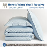 American Soft Linen 100% Washed Cotton Percale Duvet Cover Set – Soft Breathable Bedding Set with Pillow Shams