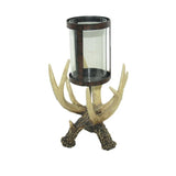 Antler Pillar Candle Holder w/ Glass Hurricane, 2 MOQ