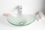 Forza Series 21 in. Bathroom Vessel Sink with Stain-Resistant Non-Porous Surface in Lustrous Frosted Finish Glass