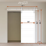 Frasassi Series 36 in. x 84 in. Light Wood MDF Interior Sliding Barn Door with Frosted Glass and Hardware Kit in Matte Black