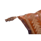 Genuine Leather & Suede Arrow Tasseled Lumbar Pillow