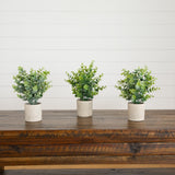 10" Artificial Baby Blue Eucalyptus in Decorative Planter - Set of 3