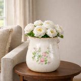 10" Floral Print Tuscan Ceramic Scroll Planter