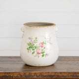 10" Floral Print Tuscan Ceramic Scroll Planter
