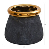 10” Stone Planter with Bronze Rim