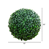 12" UV Resistant Artificial Boxwood Ball (Indoor/Outdoor) - Set of 2