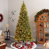 10’ Wisconsin Slim Snow Tip Pine Artificial Christmas Tree with 1050 Clear LED Lights