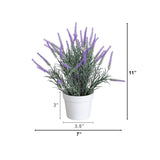 11” Artificial Lavender Plant in White Pot - Set of 3
