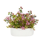 11” Eucalyptus and Sedum Artificial Plant in White Planter