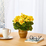 11in. UV Resistant Artificial Geranium in Ceramic Planter (Indoor/Outdoor)