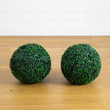 12" UV Resistant Artificial Boxwood Ball (Indoor/Outdoor) - Set of 2