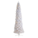 12’ Slim White Artificial Christmas Tree with 1100 Warm White LED Lights and 3235 Bendable Branches