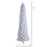 12’ Slim White Artificial Christmas Tree with 3235 Bendable Branches