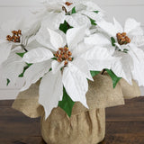 13" Artificial Poinsettia Arrangement in Burlap Planter - Set of 2