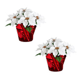 13" Artificial Poinsettia Arrangement in Red Wrapped Planter - Set of 2