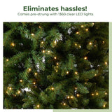 13’ Artificial Slim Green Mountain Pine Christmas Tree with 1360 Warm White LED Lights and 3924 Bendable Branches