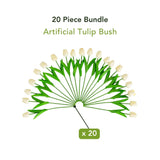 13” Artificial White Tulip Flower Bundle - Set of 20