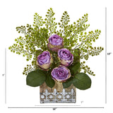 13” Rose and Maiden Hair Arrangement in Hanging Planter