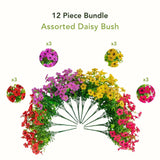 13" UV Daisy Flower Bush Plant (Indoor/Outdoor)- Set of 12