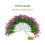 13" UV Daisy Flower Bush Plant (Indoor/Outdoor)- Set of 12
