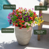 13" UV Daisy Flower Bush Plant (Indoor/Outdoor)- Set of 12