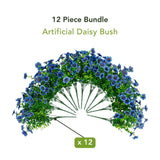 13" UV Daisy Flower Bush Plant (Indoor/Outdoor)- Set of 12