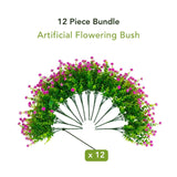 13" UV Resistant Artificial Flowering Mini Rose Bush (Indoor/Outdoor) - Set of 12