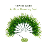 13" UV Resistant Artificial Flowering Mini Rose Bush (Indoor/Outdoor) - Set of 12