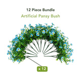 13in. UV Resistant Artificial Pansy Bush (Indoor/Outdoor) - Set of 12
