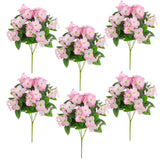 14" UV Resistant Artificial Hydrangea Bush (Indoor/Outdoor) - Set of 6