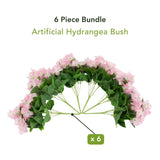 14" UV Resistant Artificial Hydrangea Bush (Indoor/Outdoor) - Set of 6