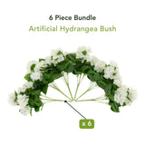14" UV Resistant Artificial Hydrangea Bush (Indoor/Outdoor) - Set of 6