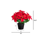 15" Artificial Poinsettia Plant