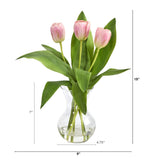 15” Tulip Artificial Arrangement in Glass Vase